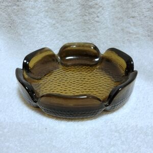 Blenko glass smoked pebbled ashtray